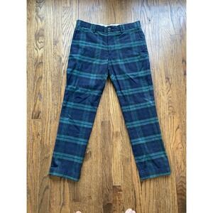 Polo Ralph Lauren Pants Mens Size 32x30 Tartan Plaid Trousers Cotton Blue Green